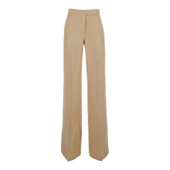 Max Mara Women Mxsbig Beige Elastic Waist Linen Pants For Men